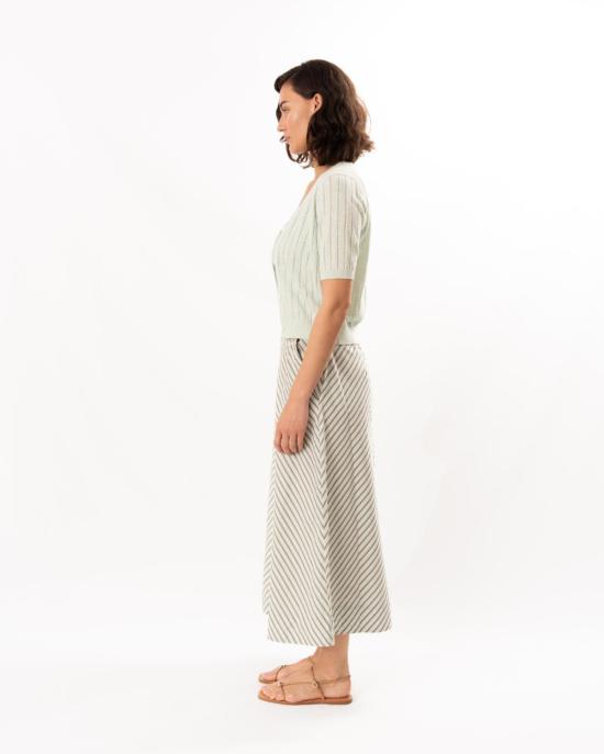  릴라 피 가디건 릴라 P. 오픈 스티치 V넥  블루 미스트 - LILLA P