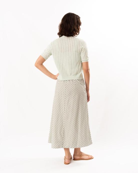  릴라 피 가디건 릴라 P. 오픈 스티치 V넥  블루 미스트 - LILLA P