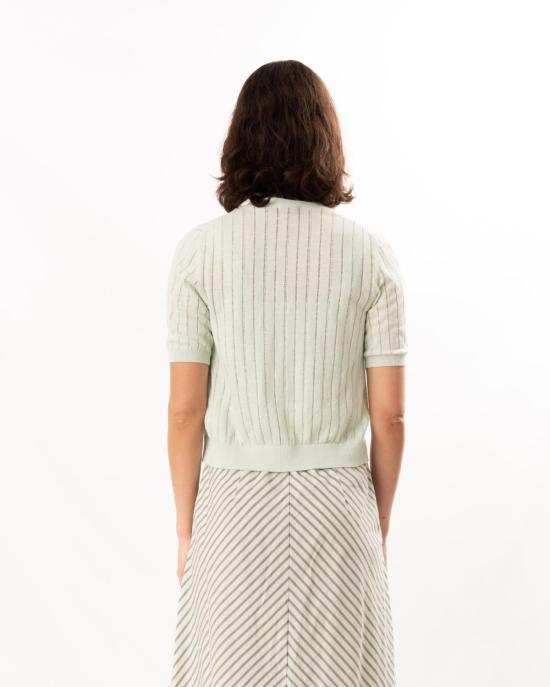  릴라 피 가디건 릴라 P. 오픈 스티치 V넥  블루 미스트 - LILLA P