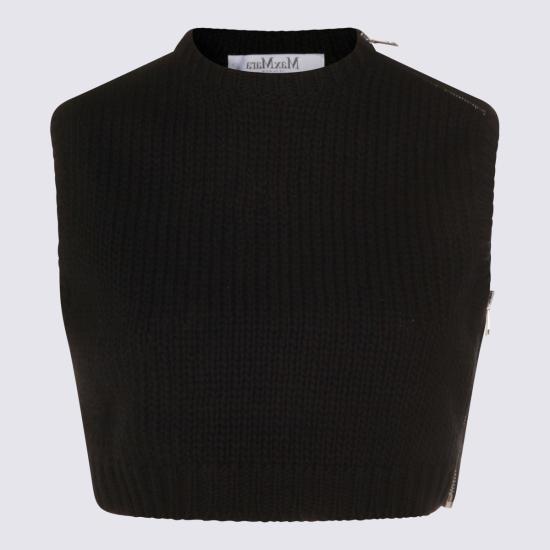  막스마라 민소매 티셔츠 코튼 탑 블랙