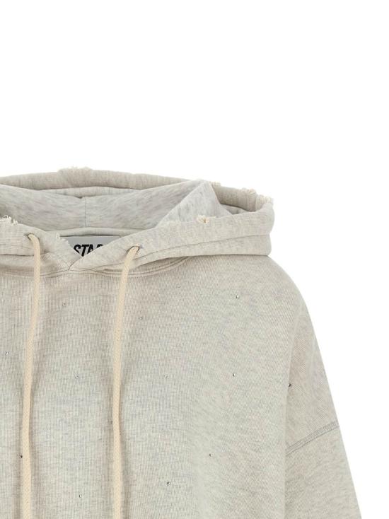  골든구스 후드 티셔츠 골든 구스 크리스탈 후드티 그레이 - GOLDEN GOOSE