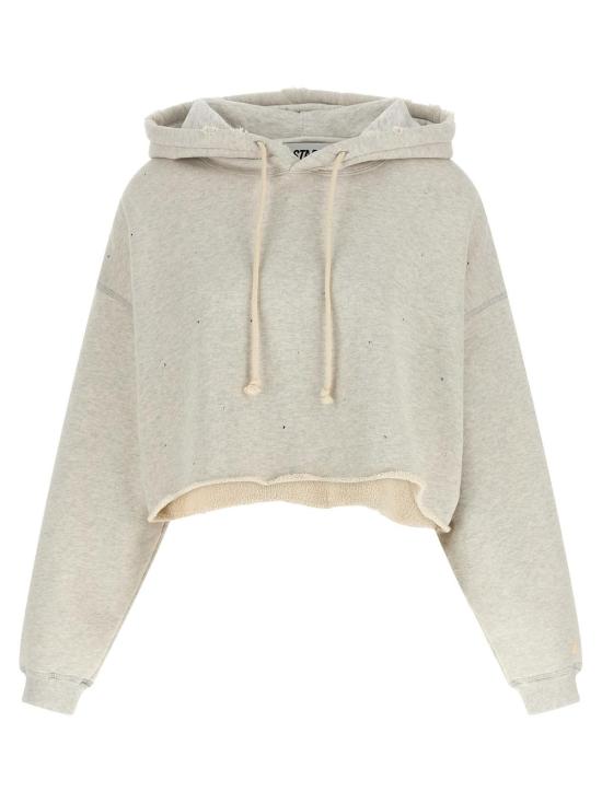  골든구스 후드 티셔츠 골든 구스 크리스탈 후드티 그레이