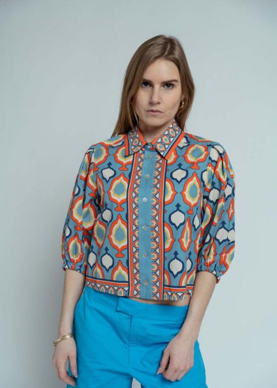  Hope for Flowers 블라우스 Hope For Flowers 턱 슬리브 셔츠 샴브레이 메달리온