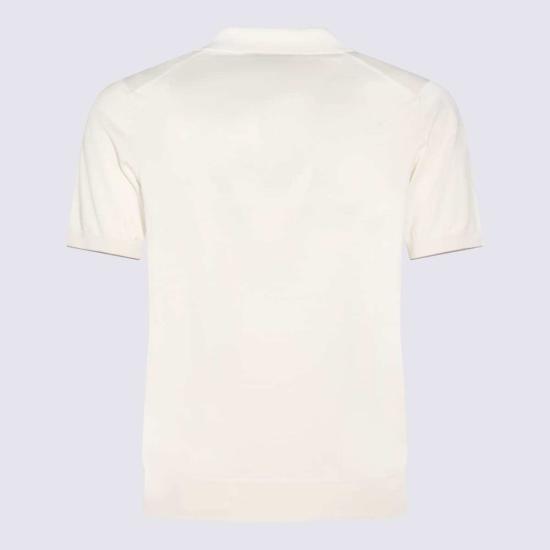  브루넬로 쿠치넬리 폴로 티셔츠 Brunello Cucinelli 코튼 폴로 셔츠 잉글리시 화이트 - BRUNELLO CUCINELLI