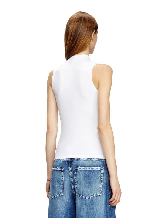  디젤 민소매 티셔츠 T 모키 LS 마이크로디브 스트레치 비스코스 탱크탑 화이트 - DIESEL