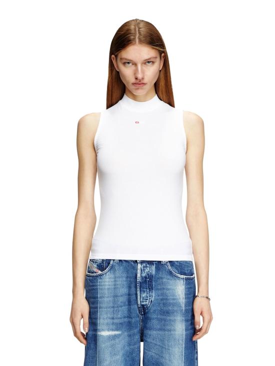  디젤 민소매 티셔츠 T 모키 LS 마이크로디브 스트레치 비스코스 탱크탑 화이트 - DIESEL