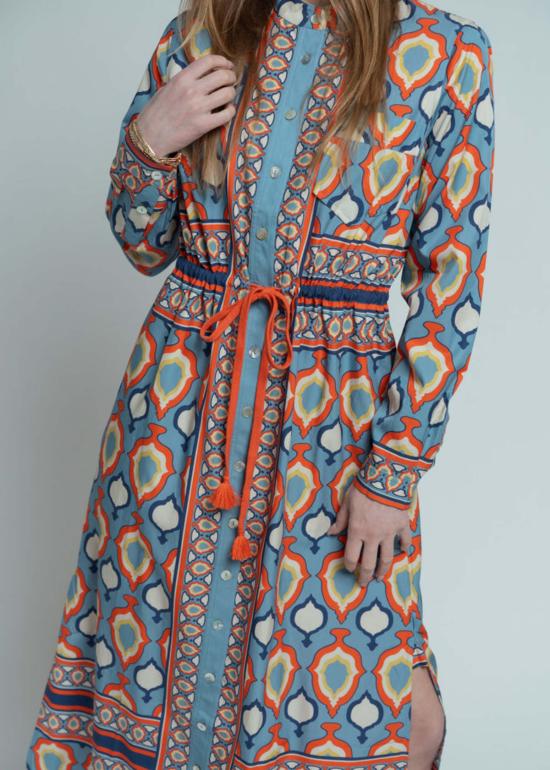  Hope for Flowers 롱 원피스 Hope For Flowers 밴드 칼라 셔츠드레스 샴브레이 메달리온 - OTHER BRANDS