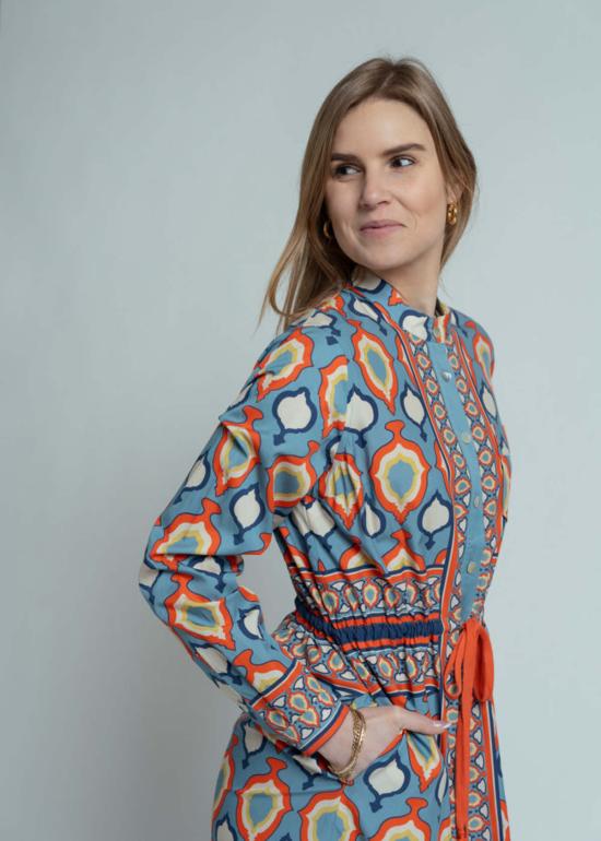  Hope for Flowers 롱 원피스 Hope For Flowers 밴드 칼라 셔츠드레스 샴브레이 메달리온 - OTHER BRANDS