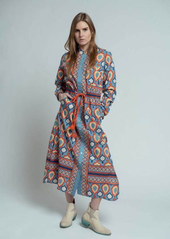  Hope for Flowers 롱 원피스 Hope For Flowers 밴드 칼라 셔츠드레스 샴브레이 메달리온