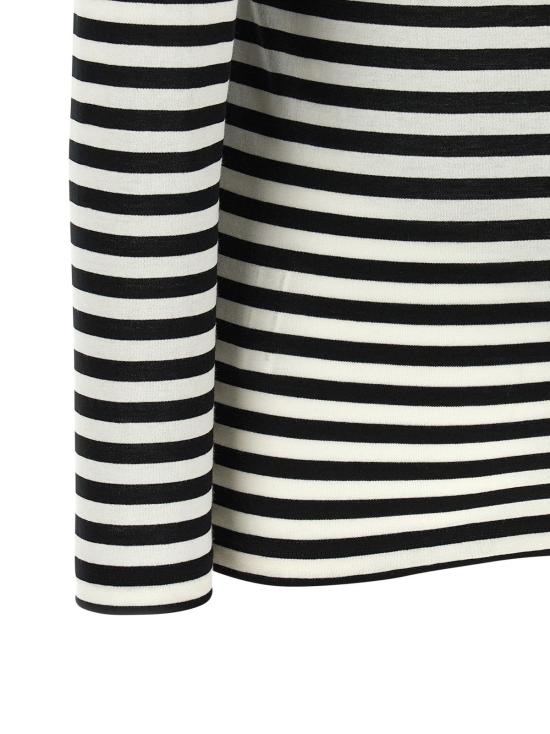  와타나베 준야 긴팔 티셔츠 조각 어깨 티셔츠 (화이트/블랙) - JUNYA WATANABE