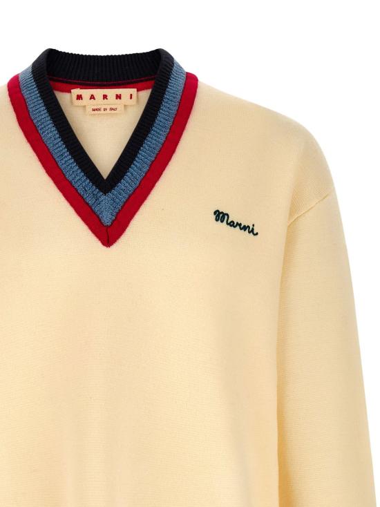  마르니 스웨터 로고 자수  베이지 - MARNI
