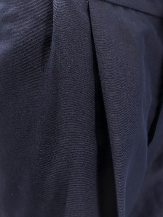  브루넬로 쿠치넬리 스트레이트 팬츠 린넨/코튼 혼방 팬츠 (앞부분 핀 장식, 파란색) - BRUNELLO CUCINELLI