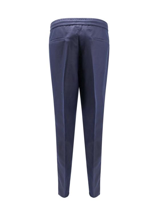  브루넬로 쿠치넬리 스트레이트 팬츠 린넨/코튼 혼방 팬츠 (앞부분 핀 장식, 파란색) - BRUNELLO CUCINELLI