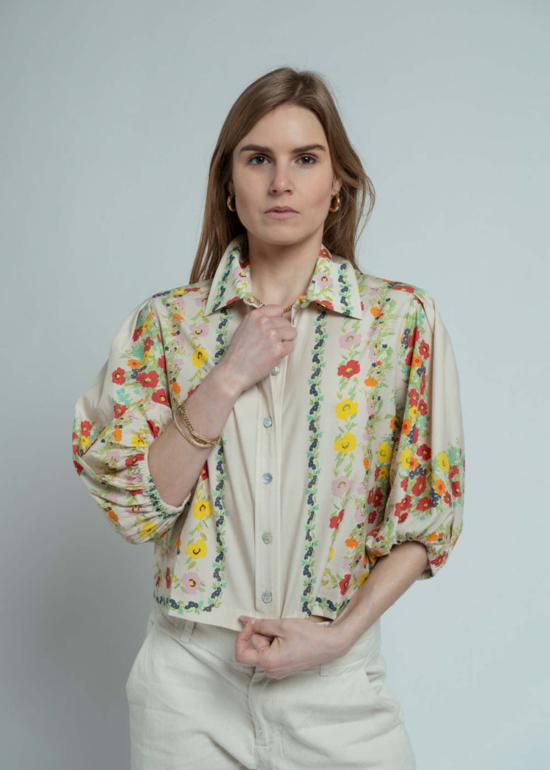  Hope for Flowers 블라우스 Hope For Flowers 커스터드 플로럴 턱 슬리브 셔츠 - OTHER BRANDS