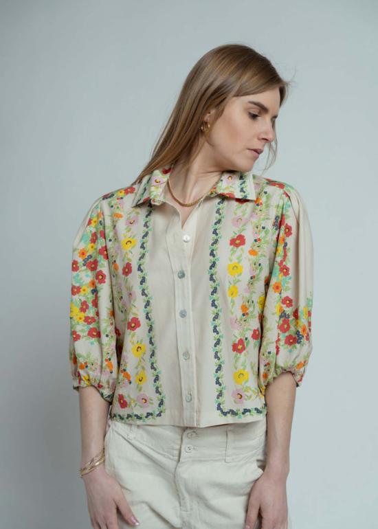  Hope for Flowers 블라우스 Hope For Flowers 커스터드 플로럴 턱 슬리브 셔츠