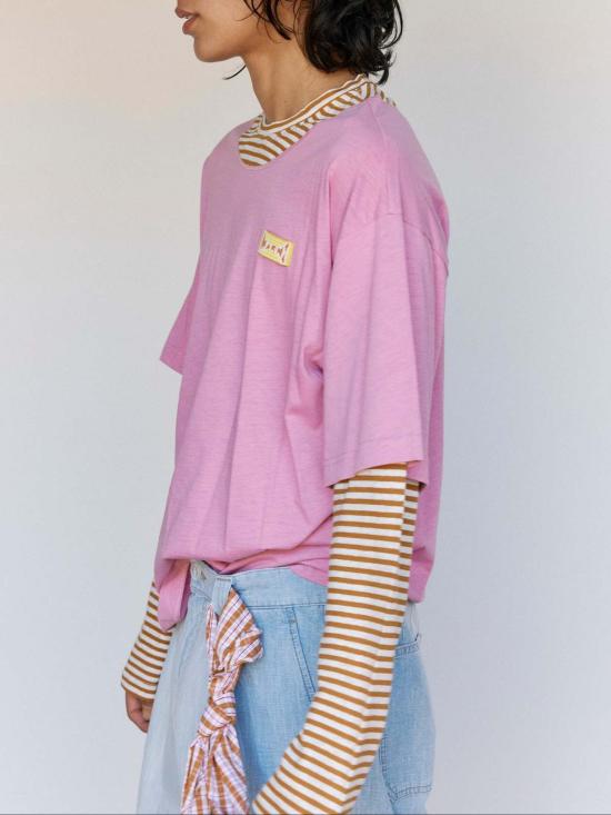  마르니 긴팔 티셔츠 코튼 레이어드 티셔츠 - MARNI