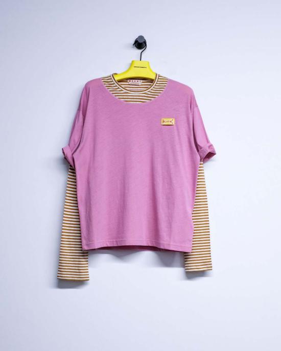  마르니 긴팔 티셔츠 코튼 레이어드 티셔츠