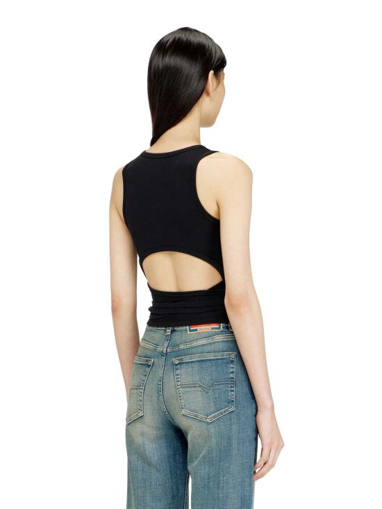  디젤 민소매 티셔츠 코튼 블렌드 탱크탑 블랙 - DIESEL