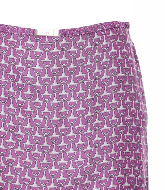  구찌 미디 스커트 실크  클램프 프린트 퍼플 - GUCCI