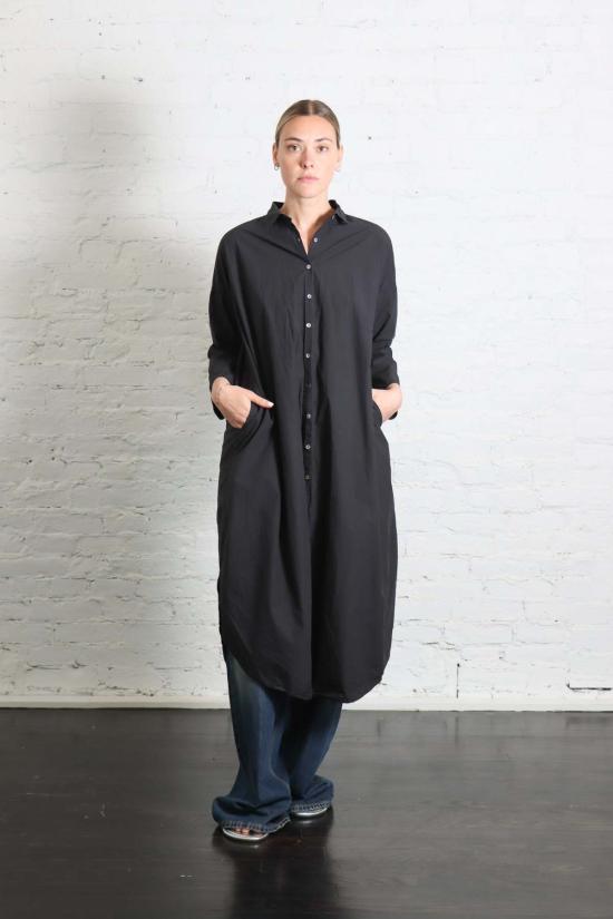  앨범 디 파밀리아 미디 원피스 Album Di Famiglia 롱셔츠 드레스 Tc 블랙 - ALBUM DI FAMIGLIA