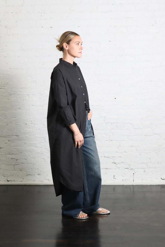  앨범 디 파밀리아 미디 원피스 Album Di Famiglia 롱셔츠 드레스 Tc 블랙 - ALBUM DI FAMIGLIA