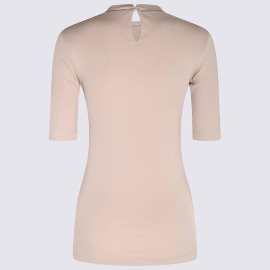  브루넬로 쿠치넬리 반팔 티셔츠 Brunello Cucinelli 코튼 블렌드 티셔츠 베이지 - BRUNELLO CUCINELLI