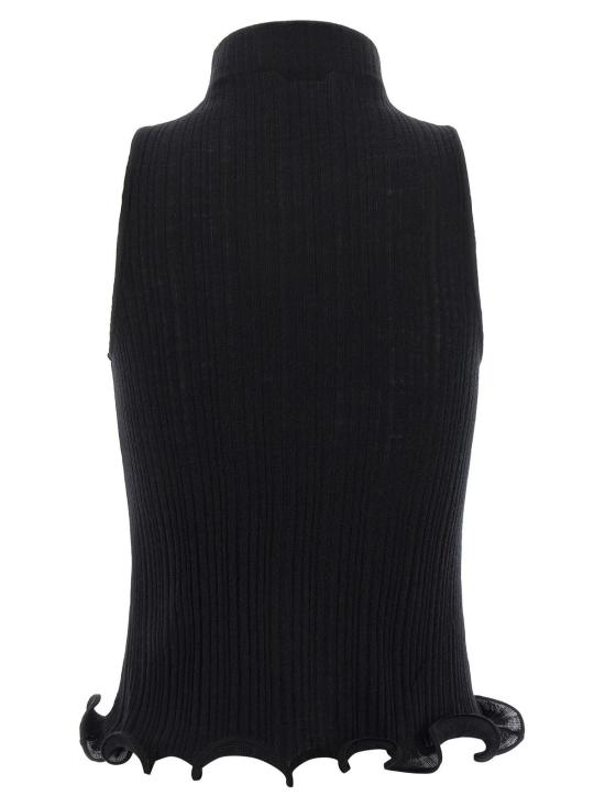  펜디 민소매 티셔츠 러플 탑 블랙 - FENDI