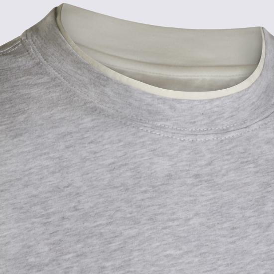  브루넬로 쿠치넬리 반팔 티셔츠 면 티셔츠 (회색) - BRUNELLO CUCINELLI