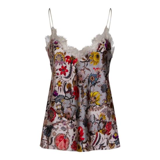  로베르토 카발리 민소매 티셔츠 실크 탑 탱크탑 베이지