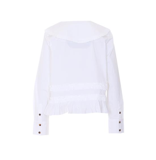 26SS 가니 스트레치 코튼 러플 셔츠 A1040096 ZZ8 White - GANNI