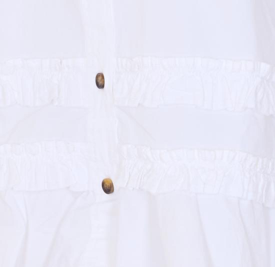 26SS 가니 스트레치 코튼 러플 셔츠 A1040096 ZZ8 White - GANNI