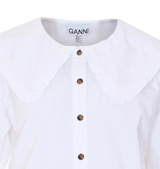 26SS 가니 스트레치 코튼 러플 셔츠 A1040096 ZZ8 White - GANNI