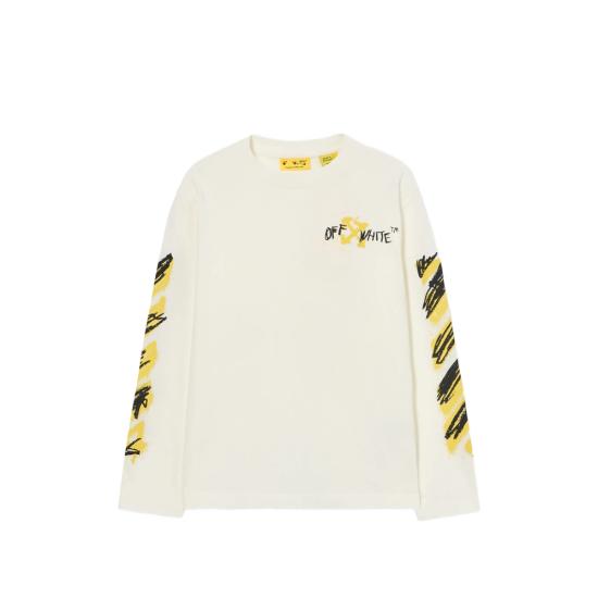 26SS [키즈] 오프화이트 티셔츠 44BAB001S26 J002 100 NEUTRALS