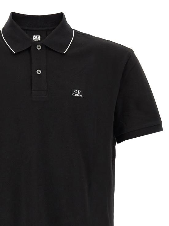 26SS 씨피 컴퍼니 스트레치 피케 스트라이프 칼라 반소매 폴로 셔츠 RCCMPL722A005263W999 Black - C.P. COMPANY