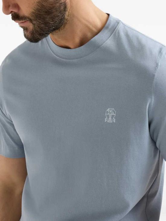 26SS 브루넬로 쿠치넬리 코튼 저지 크루넥 티셔츠 M0B138440 CKL13 CARTA ZUCCHERO OFF WHITE - BRUNELLO CUCINELLI