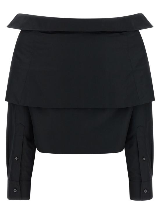  발렌시아가 민소매 티셔츠 오프숄더 크롭 셔츠 블랙 - BALENCIAGA
