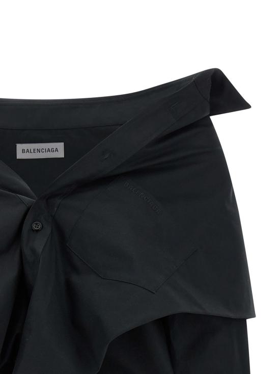  발렌시아가 민소매 티셔츠 오프숄더 크롭 셔츠 블랙 - BALENCIAGA