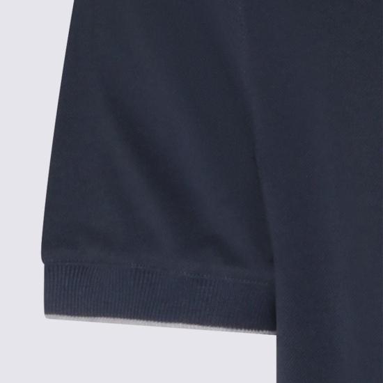  브루넬로 쿠치넬리 폴로 티셔츠 Brunello Cucinelli 코튼 폴로 셔츠 마린 - BRUNELLO CUCINELLI