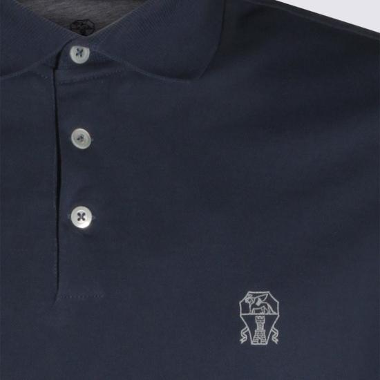  브루넬로 쿠치넬리 폴로 티셔츠 Brunello Cucinelli 코튼 폴로 셔츠 마린 - BRUNELLO CUCINELLI