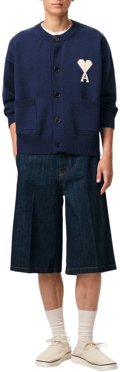 26SS 아미 ADC 울 크루넥 하트 가디건 UKC381KN0156A116 NAVY - AMI