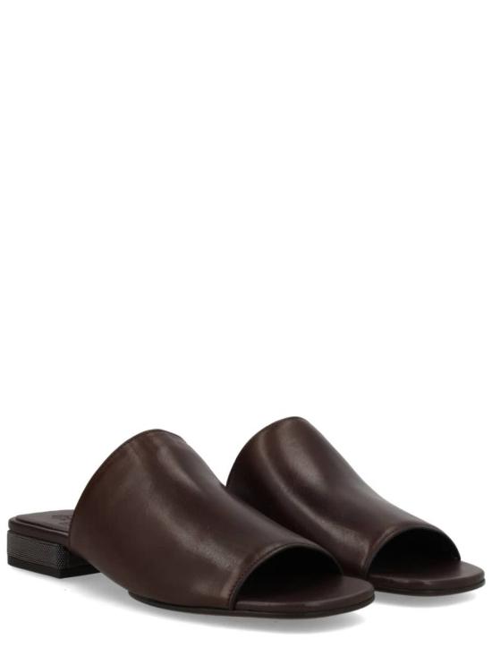 브루넬로 쿠치넬리 뮬/슬리퍼 가죽 , 장식 굽, 브라운 색상 - BRUNELLO CUCINELLI