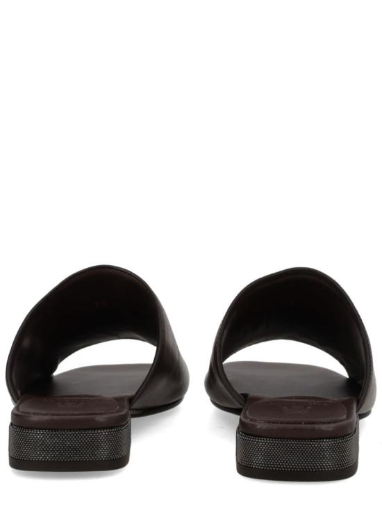  브루넬로 쿠치넬리 뮬/슬리퍼 가죽 , 장식 굽, 브라운 색상 - BRUNELLO CUCINELLI