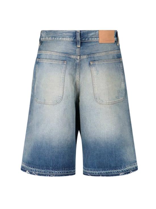  선플라워 데님 숏팬츠 슈퍼 와이드 데님 반바지 (블루) - SUNFLOWER
