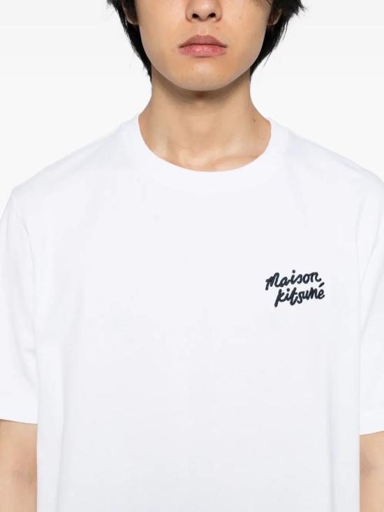 26SS 메종키츠네 핸드라이팅 컴포트 티셔츠 MM00126KJ7025 M186 WHITE BLACK - MAISON KITSUNE