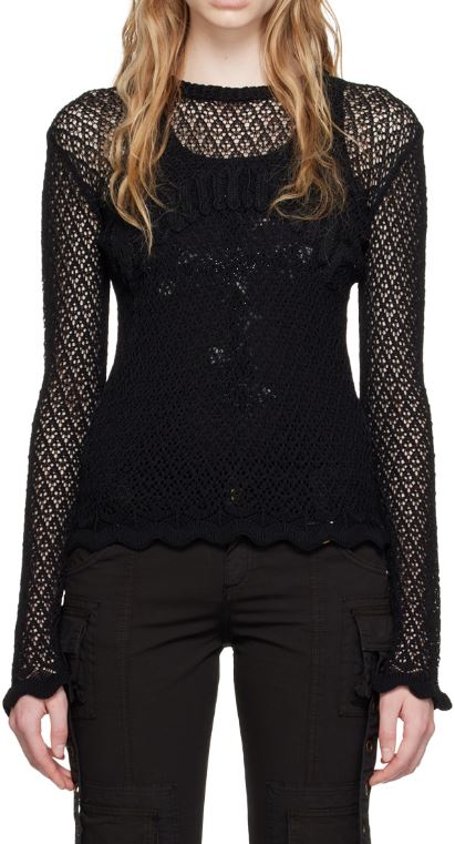 25FW 블루마린 긴팔 티셔츠 A522A730A N0990 Black - BLUMARINE