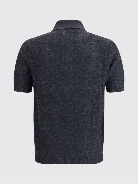 26SS 브루넬로 쿠치넬리 와이드 립 코튼 리넨니트 폴로셔츠 M2L707815 CGB23 Black - BRUNELLO CUCINELLI