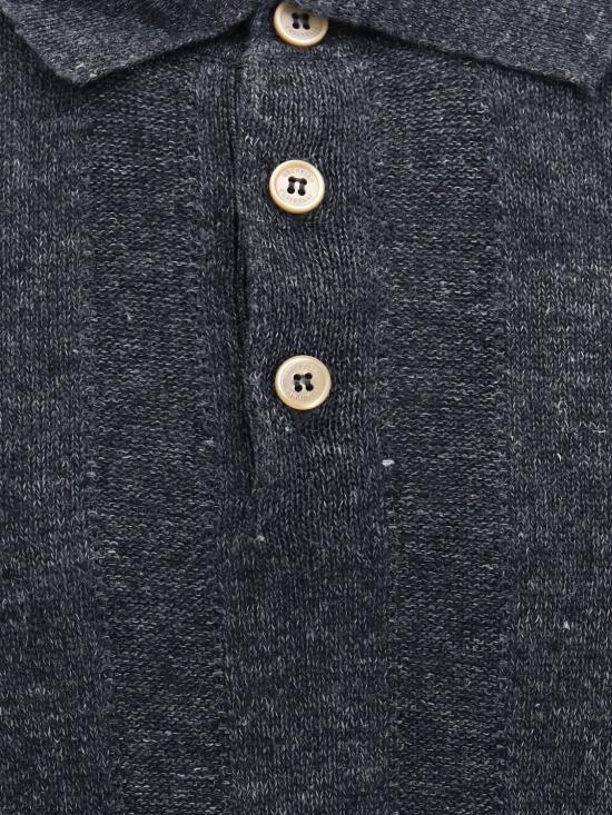 26SS 브루넬로 쿠치넬리 와이드 립 코튼 리넨니트 폴로셔츠 M2L707815 CGB23 Black - BRUNELLO CUCINELLI