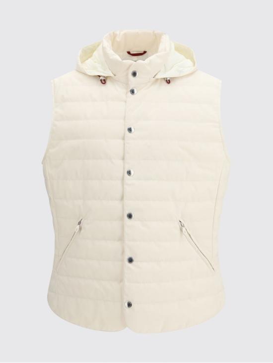 26SS 브루넬로 쿠치넬리 디테쳐블 후드 멤브레인 나일론 다운 베스트 MM4791696 CMM66 White - BRUNELLO CUCINELLI