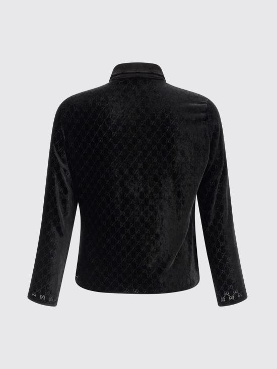 26SS 구찌 스트레치 GG 벨벳 데보레 셔츠 860674ZAUS4 1000 Black - GUCCI