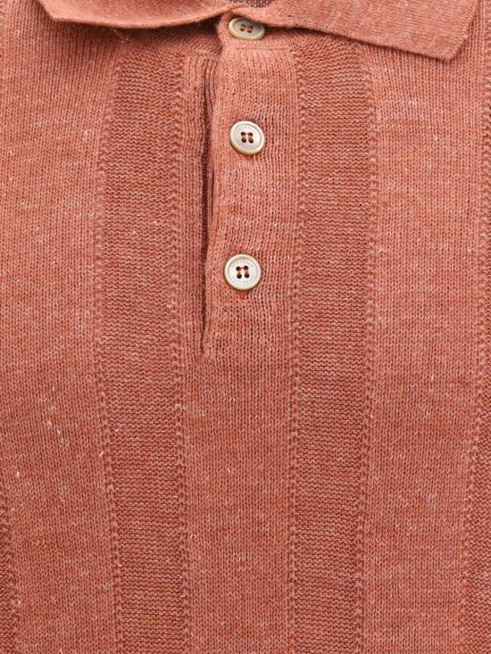 26SS 브루넬로 쿠치넬리 와이드 립 코튼 리넨니트 폴로셔츠 M2L707815 CYM65 Peach - BRUNELLO CUCINELLI